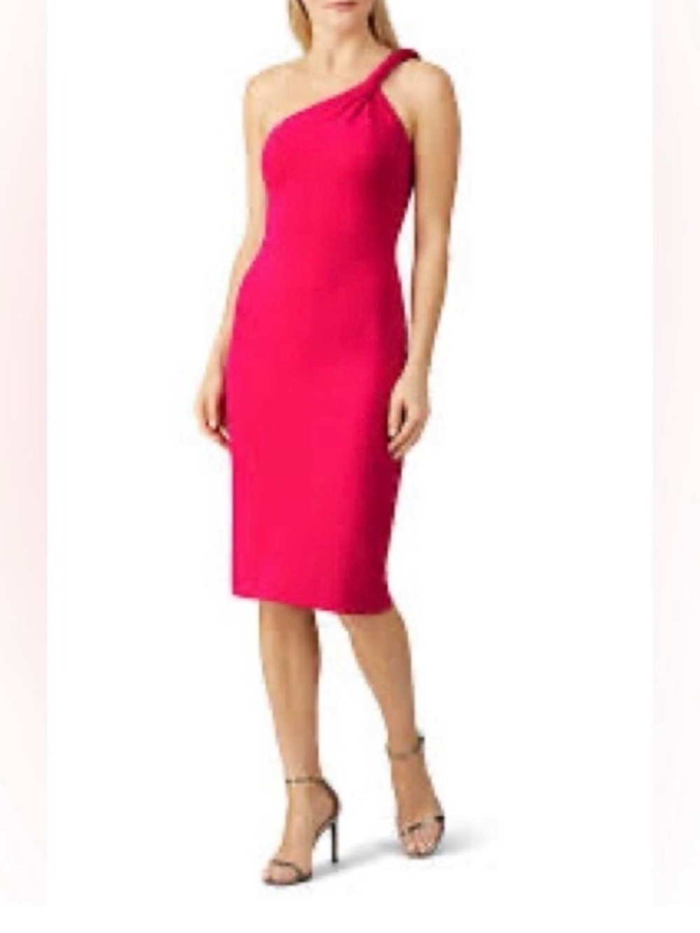 Cushnie One-Shoulder Fuchsia Midi Dress